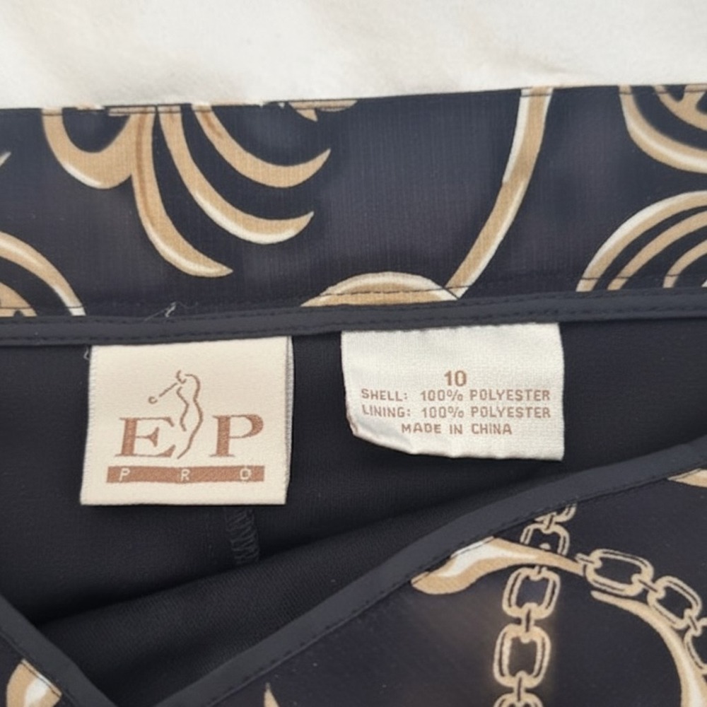 EP Pro Golf Skort Womens 10 Black & ‎ Gold Scroll Chain Print Athletic Skirt - Picture 5 of 8